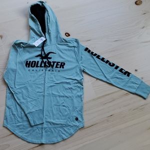 Boys / Mens Green Hooded Hollister Tee shirt